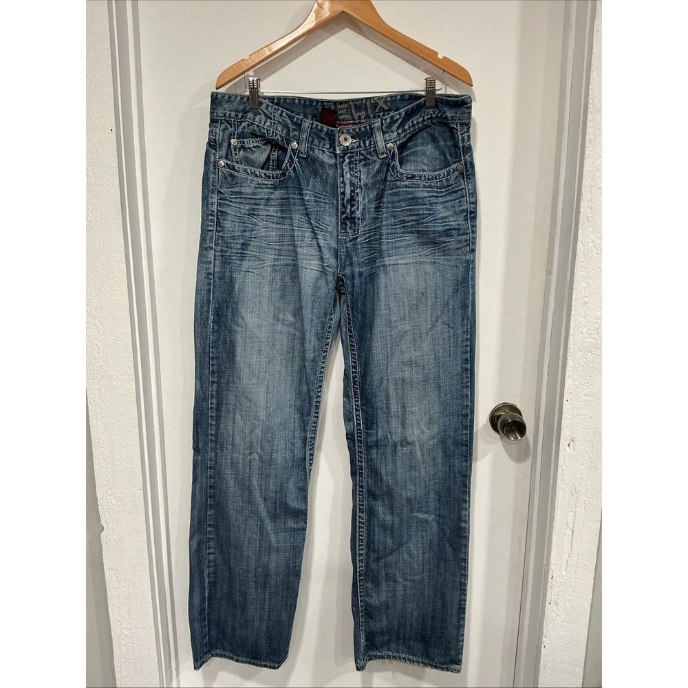 Helix Jeans Men's 36x32 Relaxed Boot Cut Medium Blue Wash Denim Y2K, 90s
